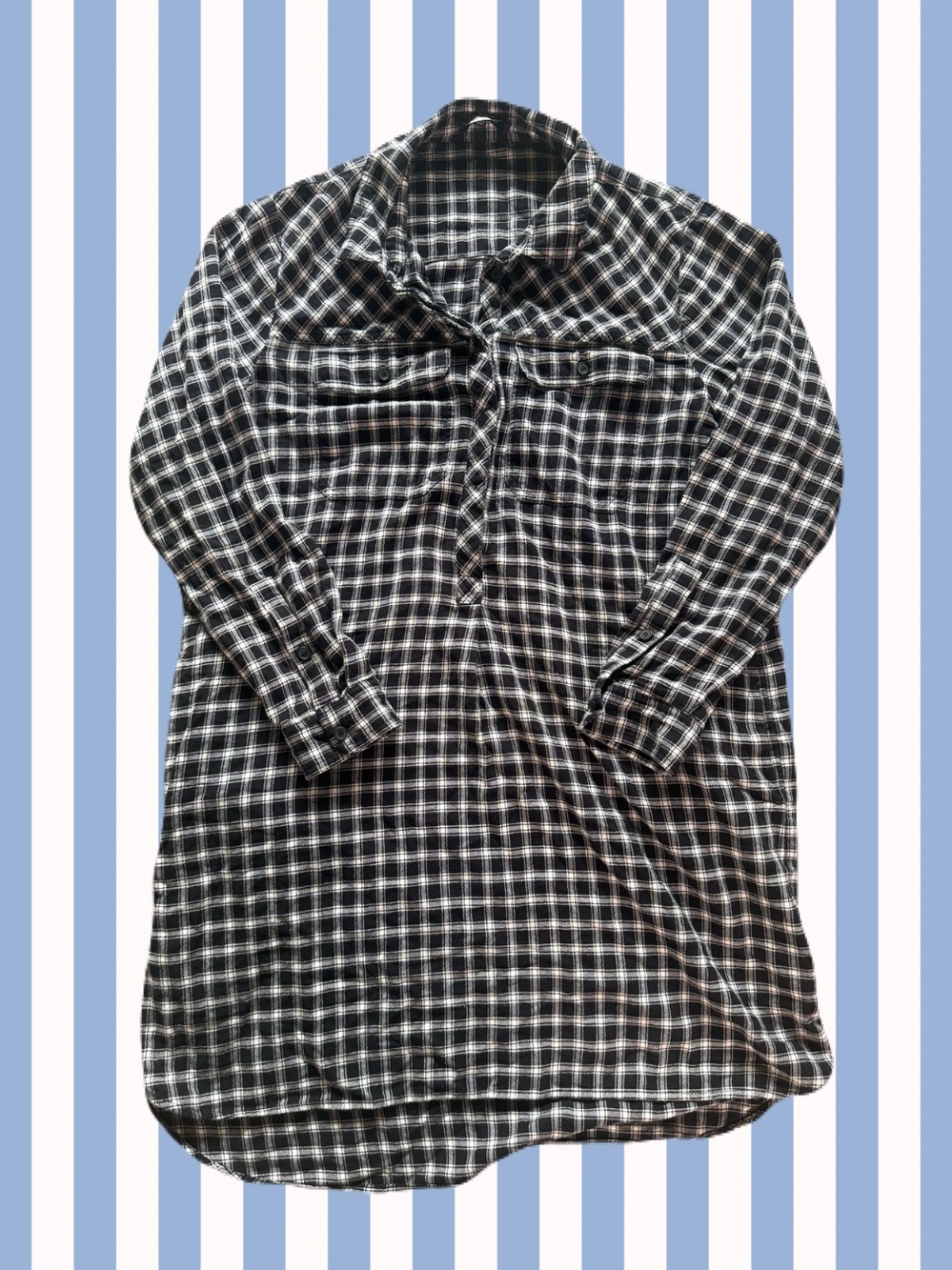 Madewell 100% cotton Flannel Dress Black and White Size M